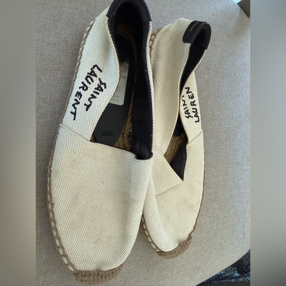 Saint Laurent Authentic Canvas Embroidered Accent Espadrilles